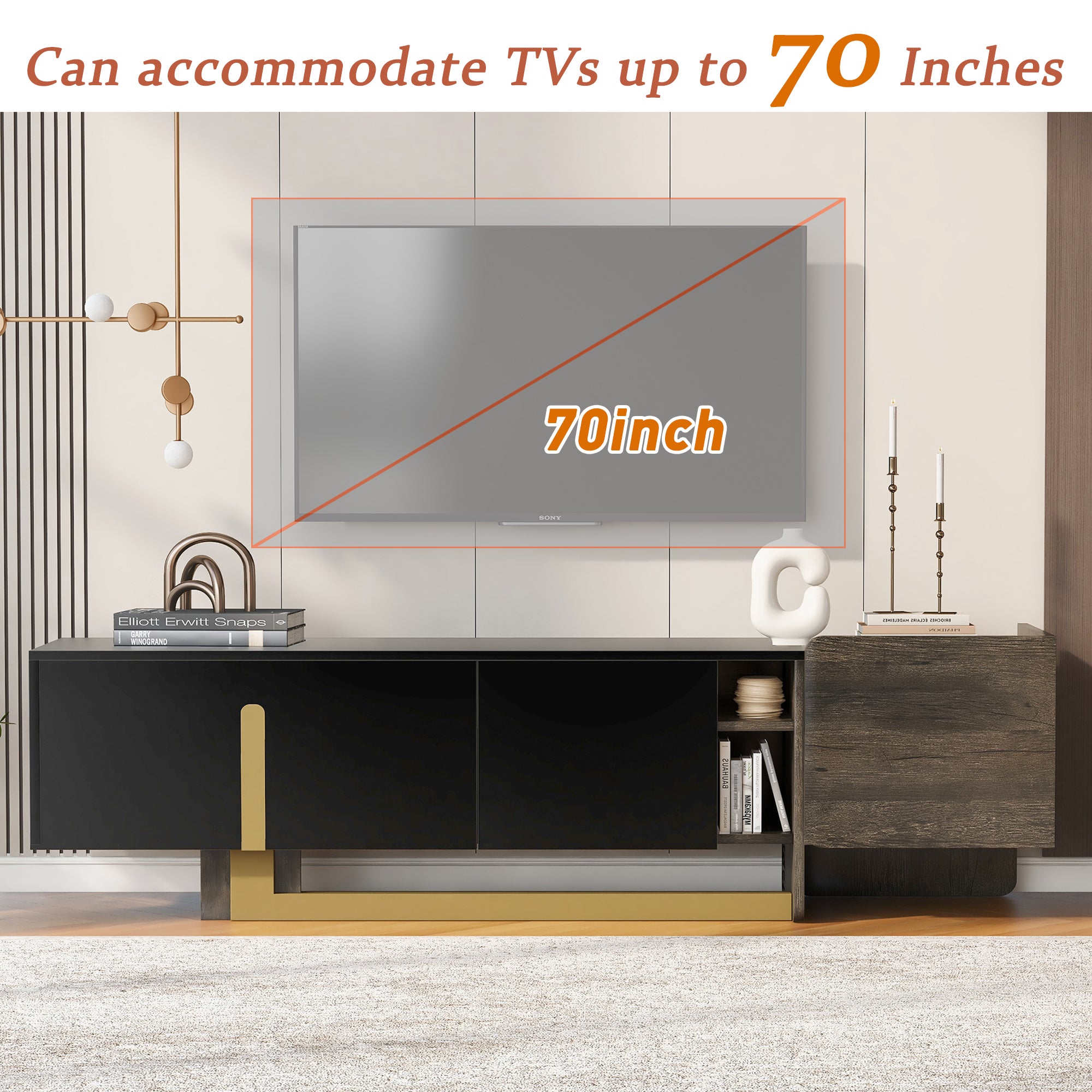 Vibe Haus 66.7'' Light Luxury TV Stand