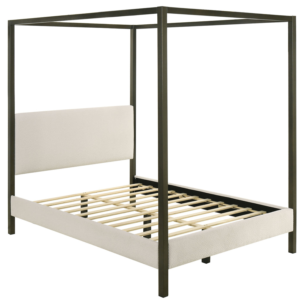Mellie Vanilla Upholstered Queen Canopy Bed