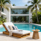Acacia Wood Chaise Lounge with Movable Cushions