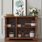 Spacious Size Sideboard with 3 Clear Tempered Glass Doors