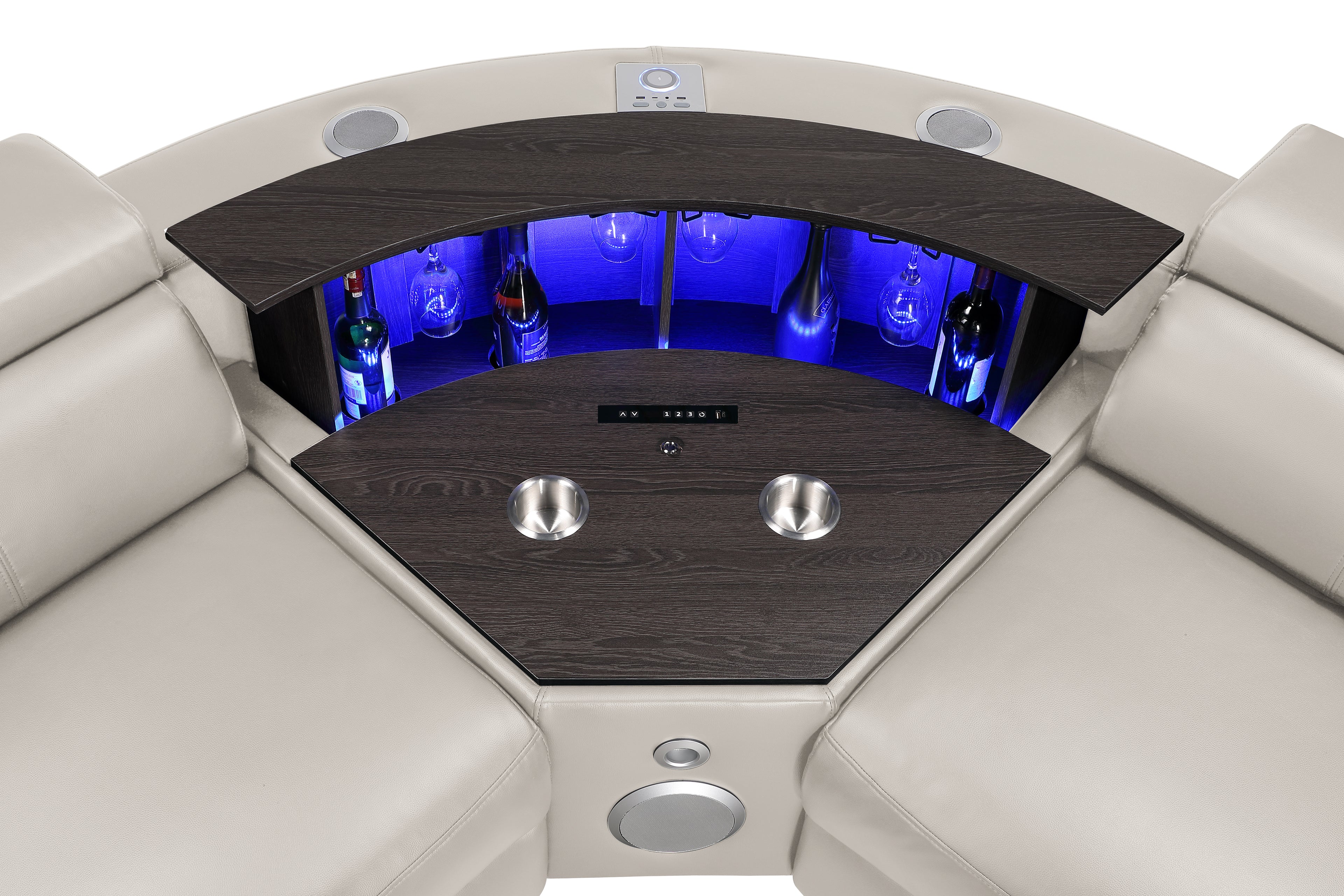 Nova Modern Style Sectional with Console and Bluetooth Speaker