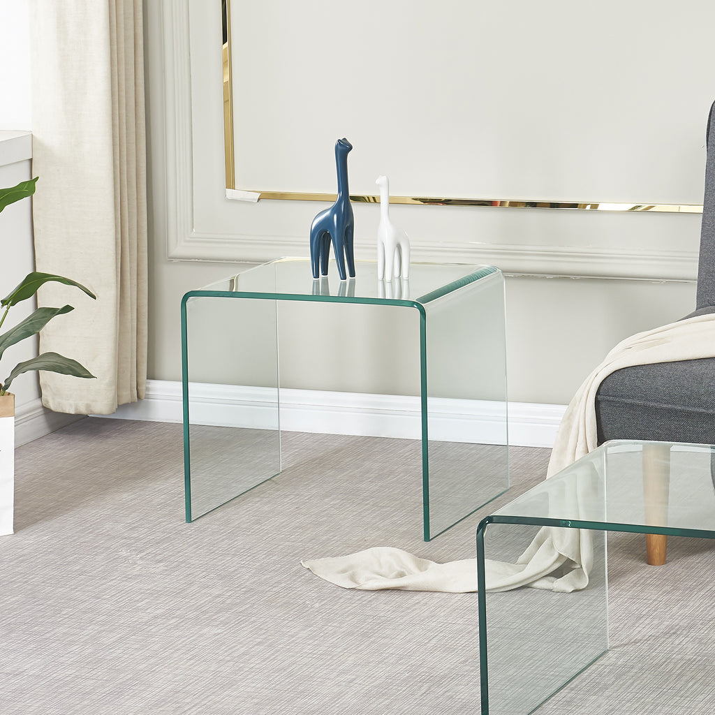 Tempered Clear Bent Glass Side Table