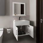 Bathroom Set, Vanity Sink + Mirror with Storage