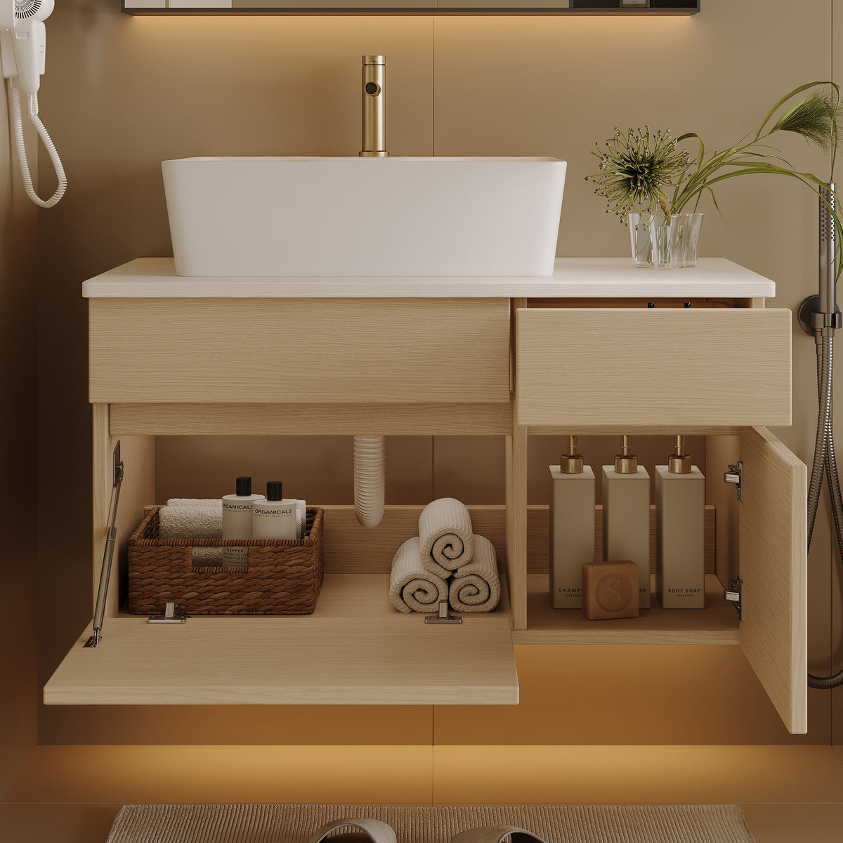 31.5 Inches Floating Single Small Bathroom Vanity with Sink