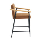 Counter Stool with Iron Frame - Set of 2 - Black and Reddish