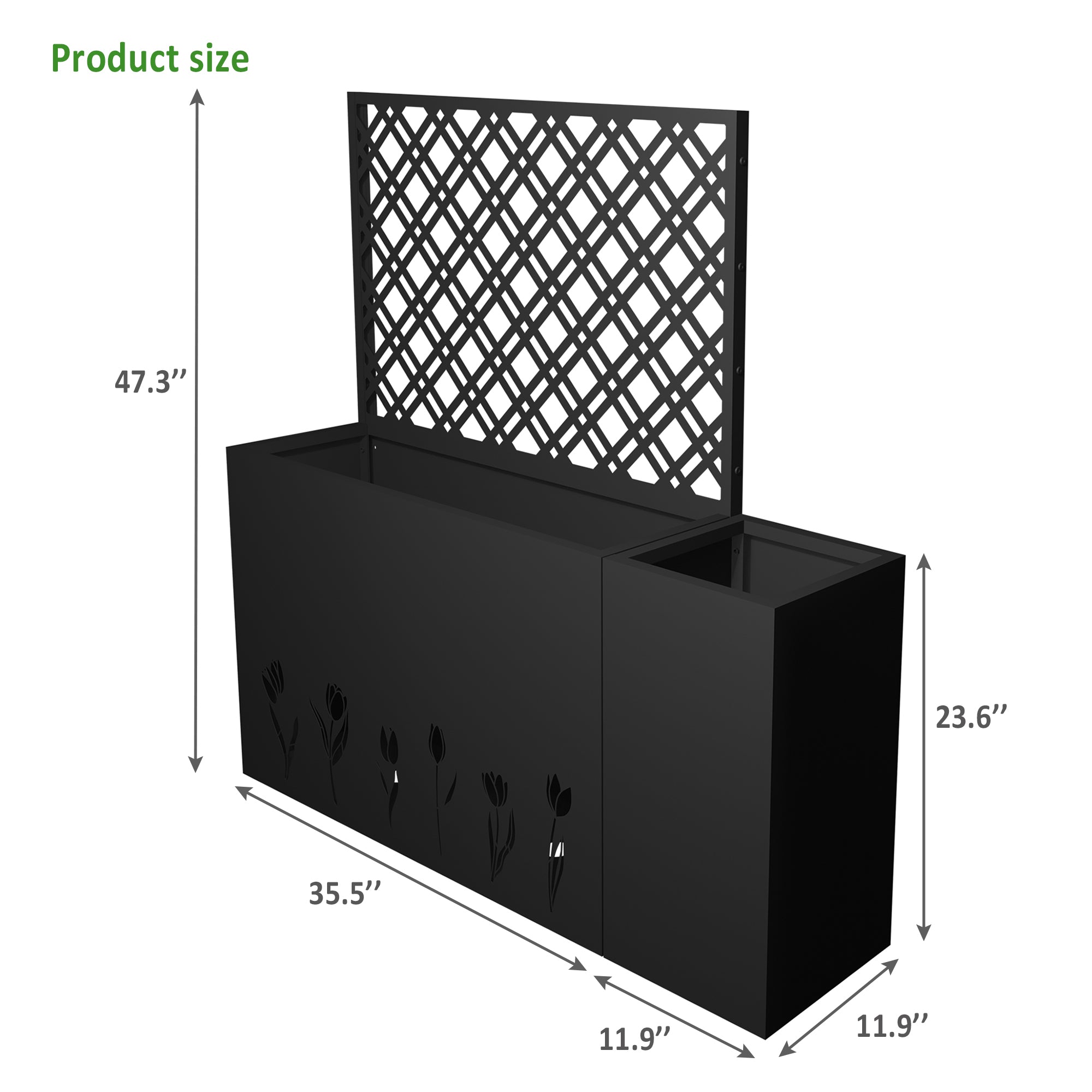 2-Piece Metal Planter Box with Trellis