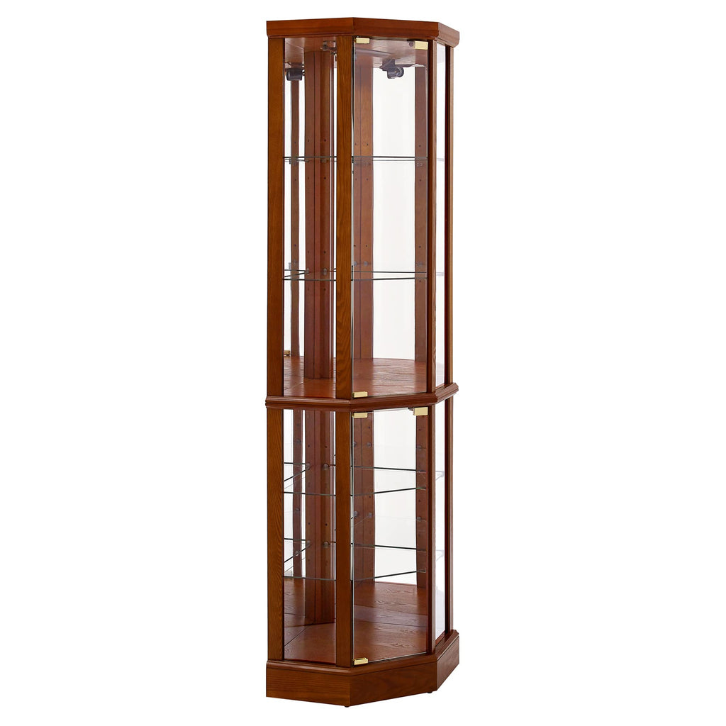 6 Shelf Lighted Corner Curio Cabinet