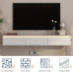 Floating TV Stand with LED Lights & Power Outlet