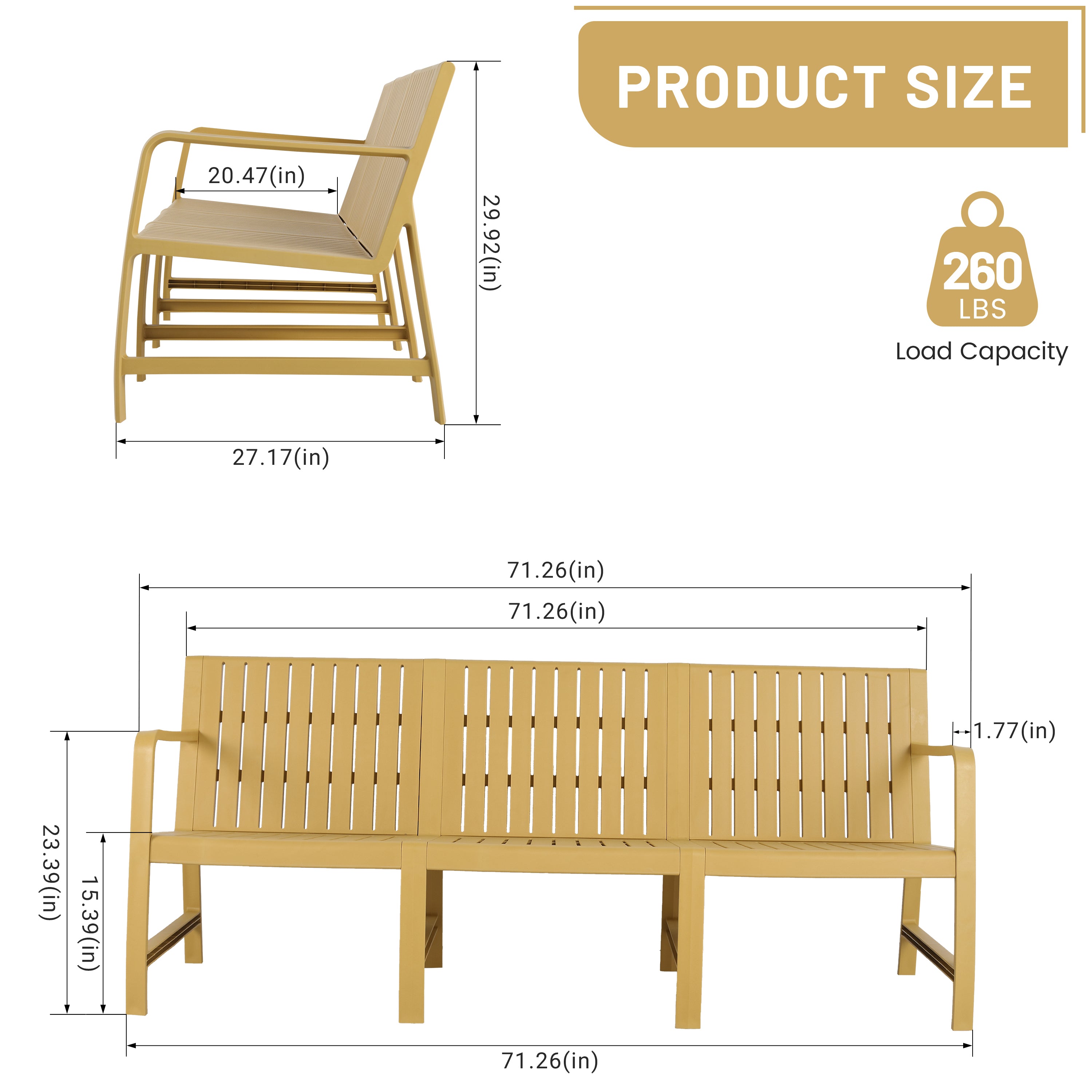 Summer 1-Piece Indoor/Outdoor 3-Seater Sofa