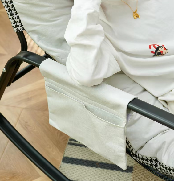 Modern Rocking Chair with Extra-Wide Technical Leather Upholstery