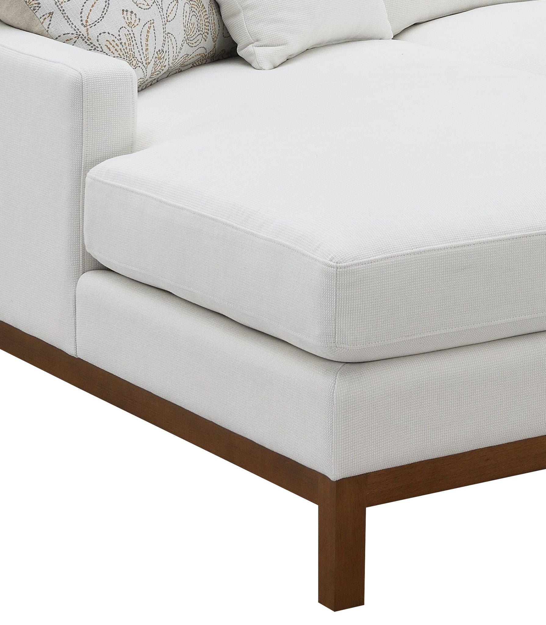 Valiant Chenille Sectional Sofa With 4 Pillows - Ivory