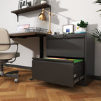 2 Drawer Lateral File Cabinet with Lock - Black