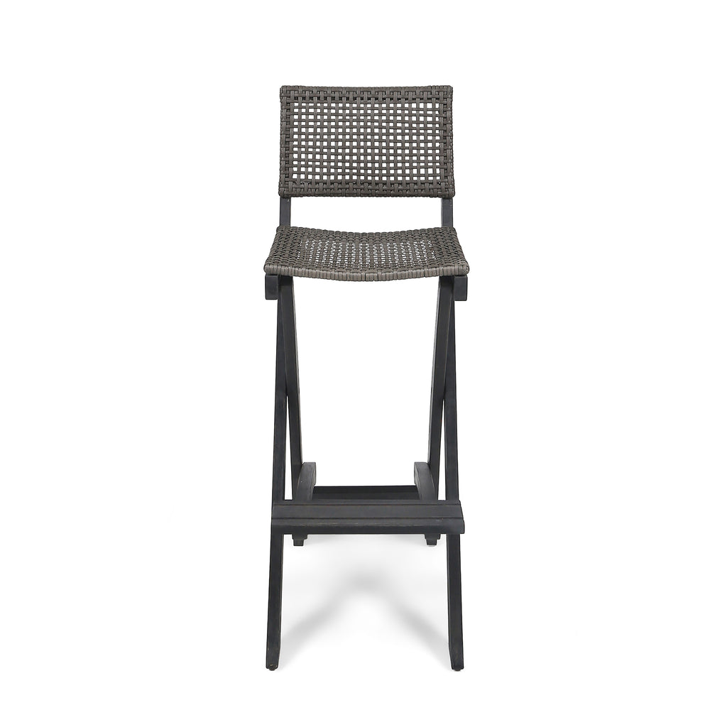 41.75" Outdoor Folding Acacia Wood Barstools