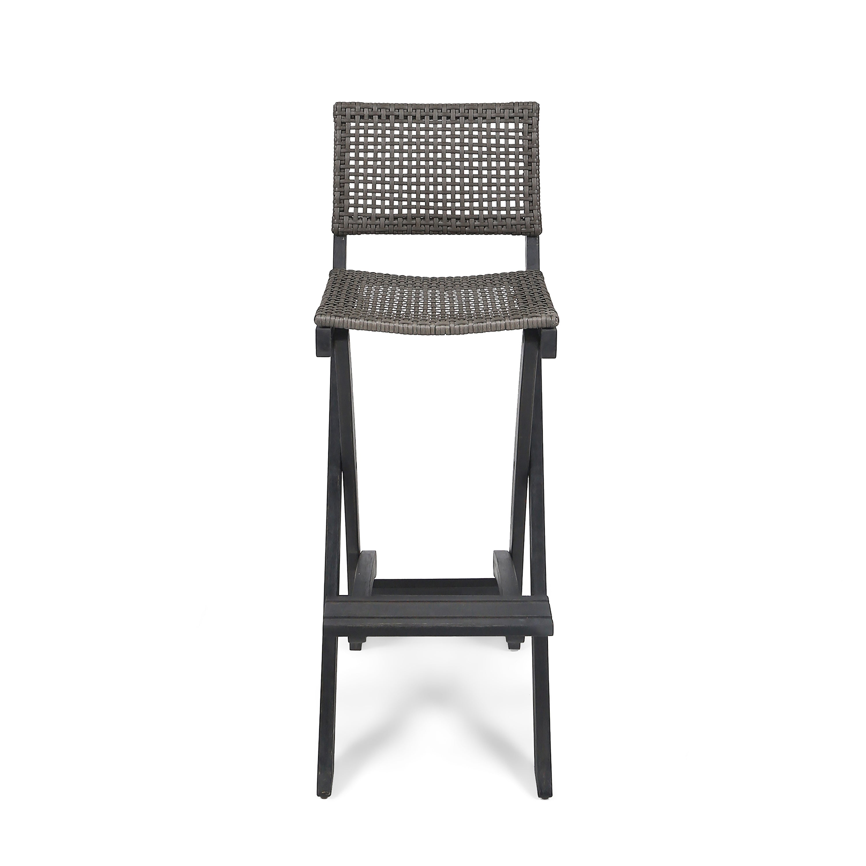 41.75" Outdoor Folding Acacia Wood Barstools