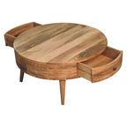 Solid Wood Odyssey Coffee Table, 2-Drawers, Oak-ish