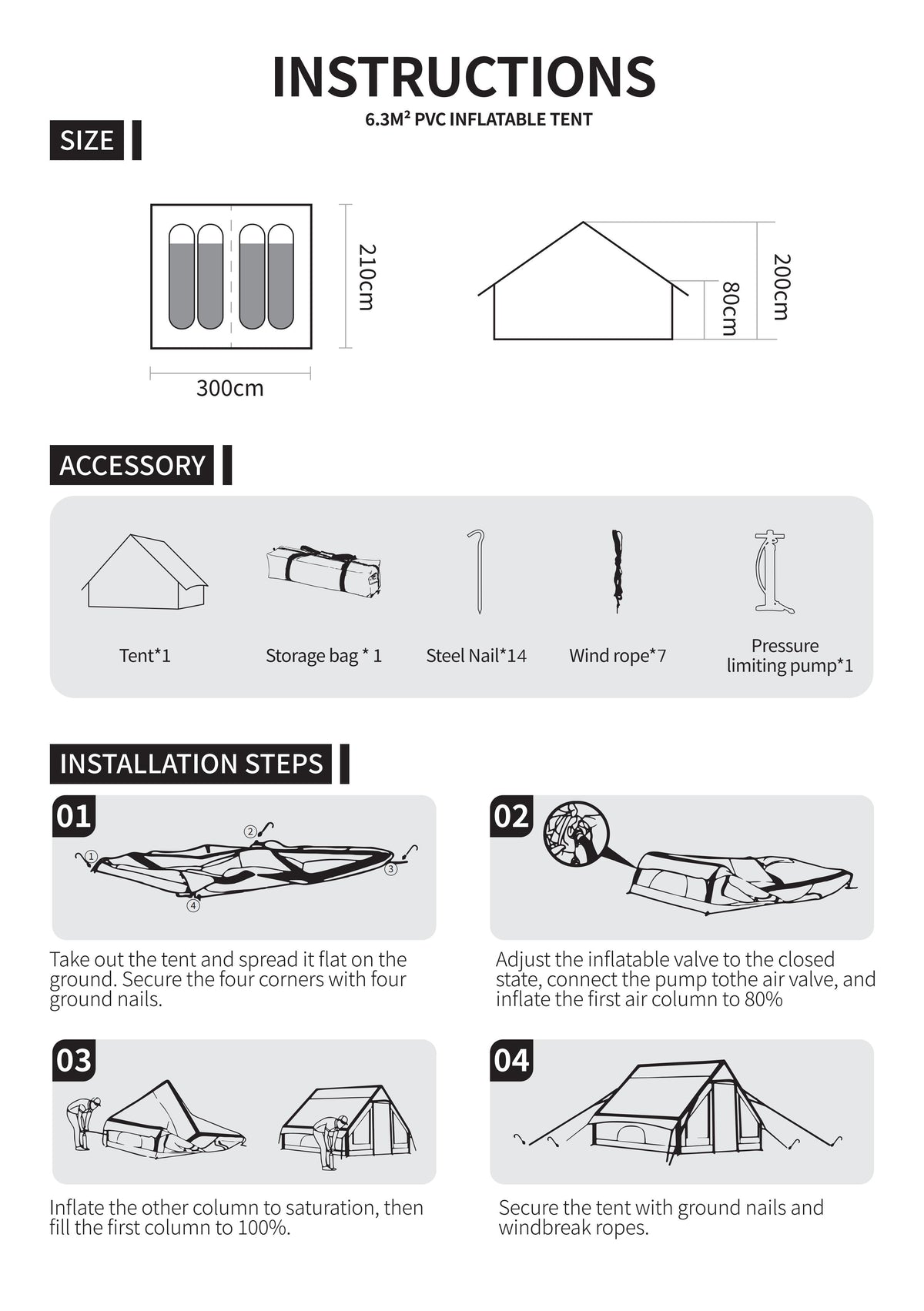 Inflatable Camping Tents with Hand Pump