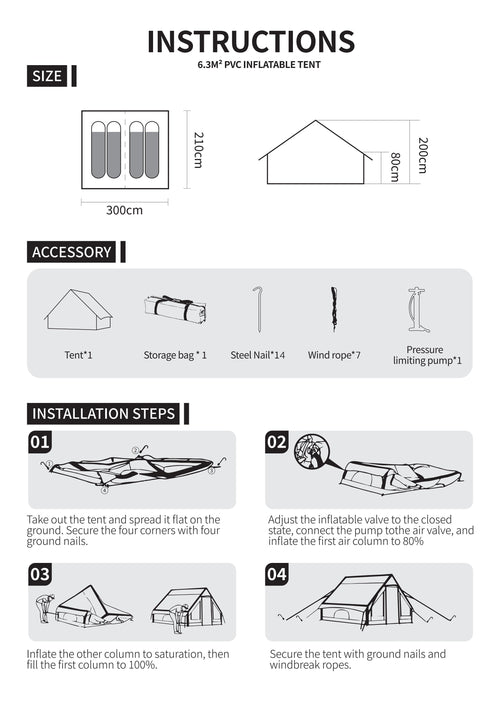 Inflatable Camping Tents with Hand Pump