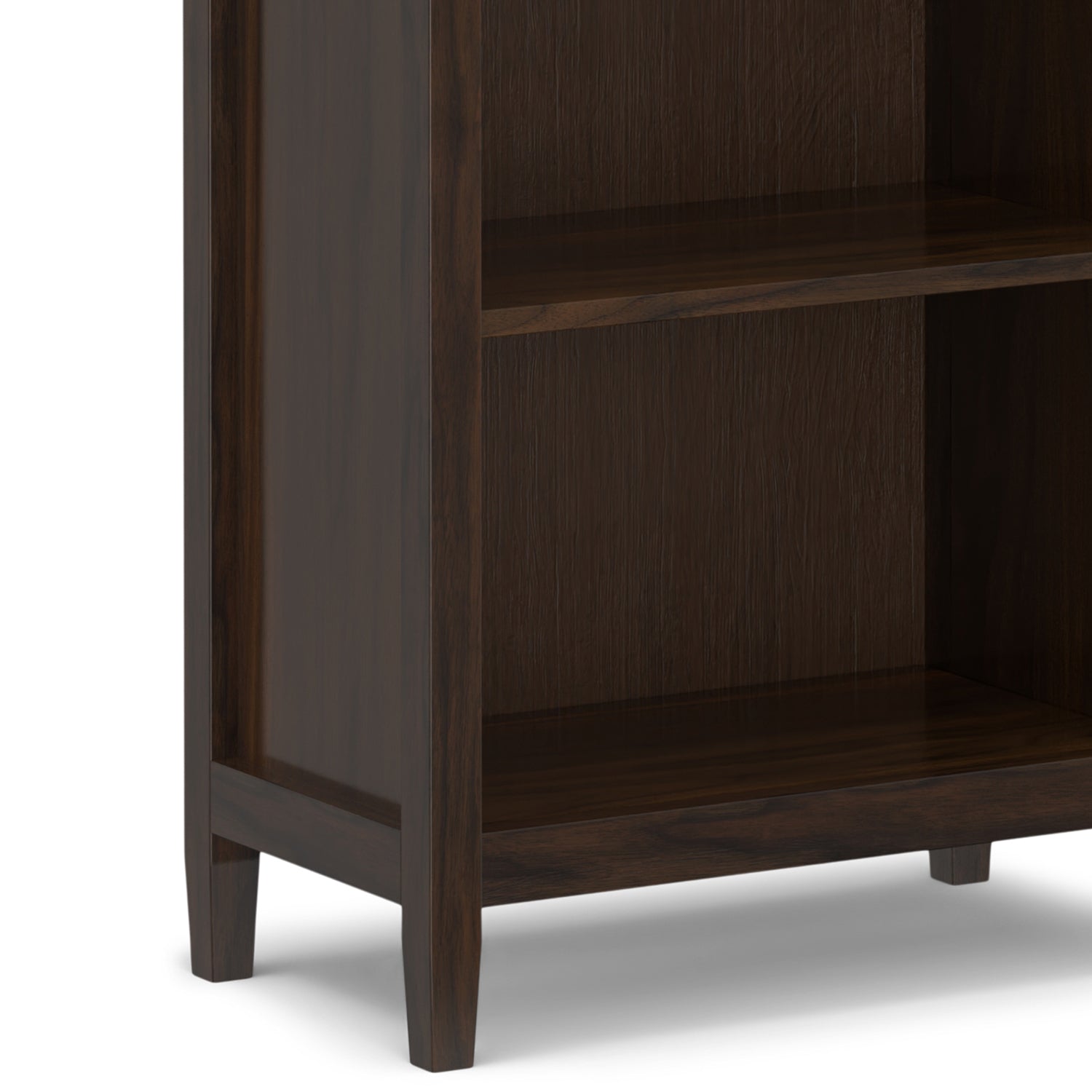 Warm Shaker 72 Inch Tall Solid Wood 5 Shelf Bookcase in Brunette