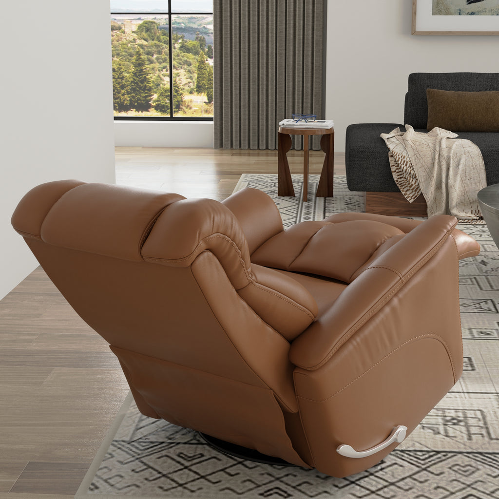 Global Home Swivel Glider Recliner with Manual Adjustable Headrest & Footrest