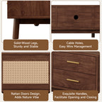 70-Inch Modern TV Stand with Rattan Doors