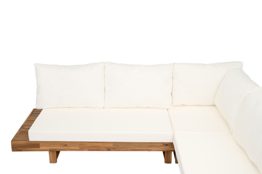 Outdoor 4pc Acacia Wood Sectional Patio Sofa Set