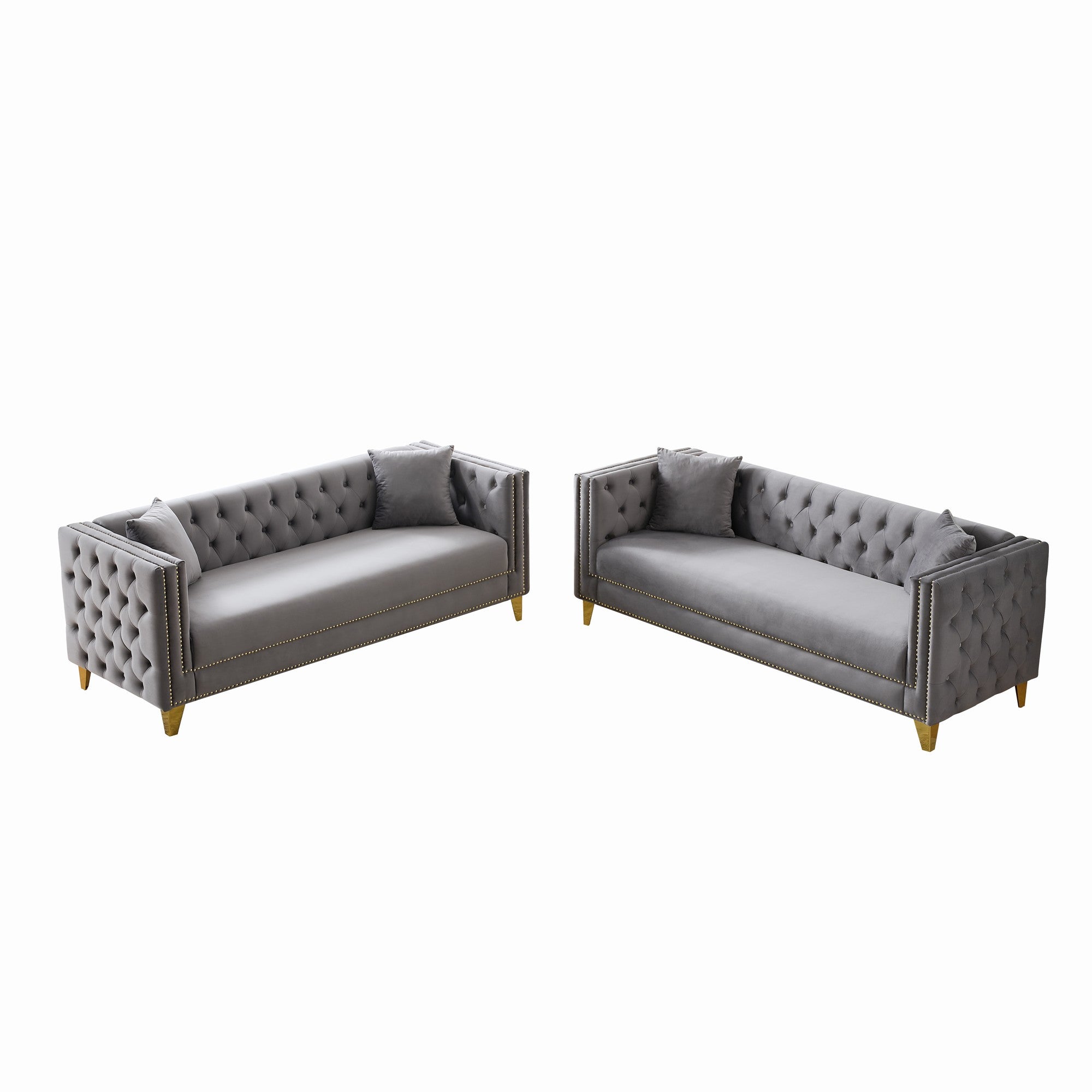 Chesterfield Velvet Sofa - 3+3 Seater Deep Seat Sofa