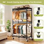 Heavy Duty Rolling Clothes Rack with Wheels