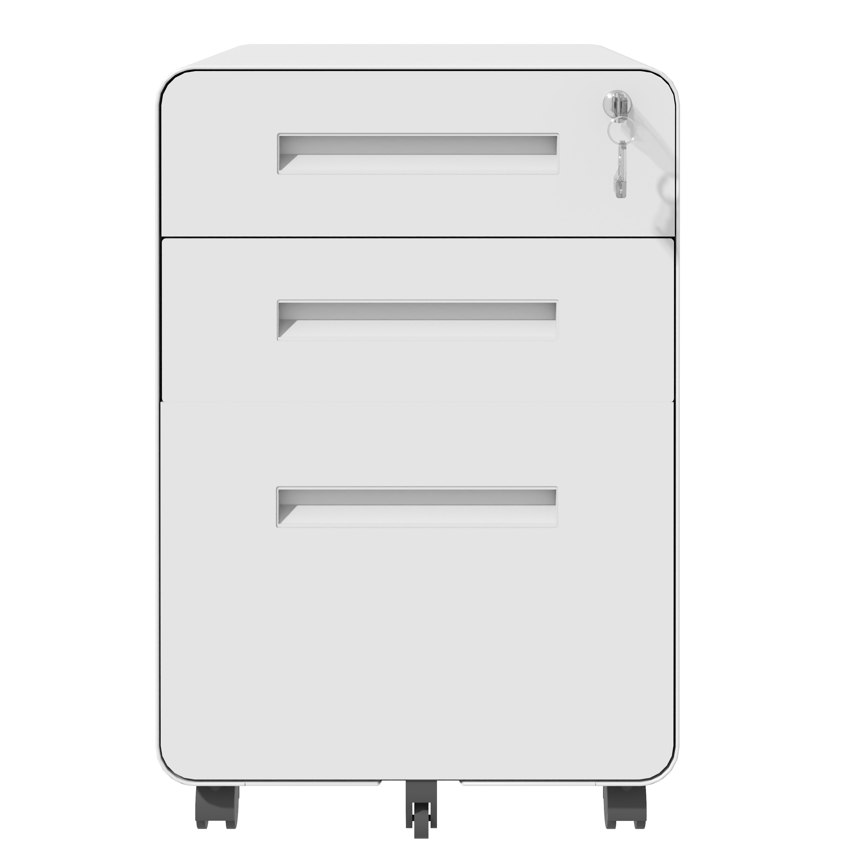 3-Drawer Wide Mobile File Cabinet with Lock