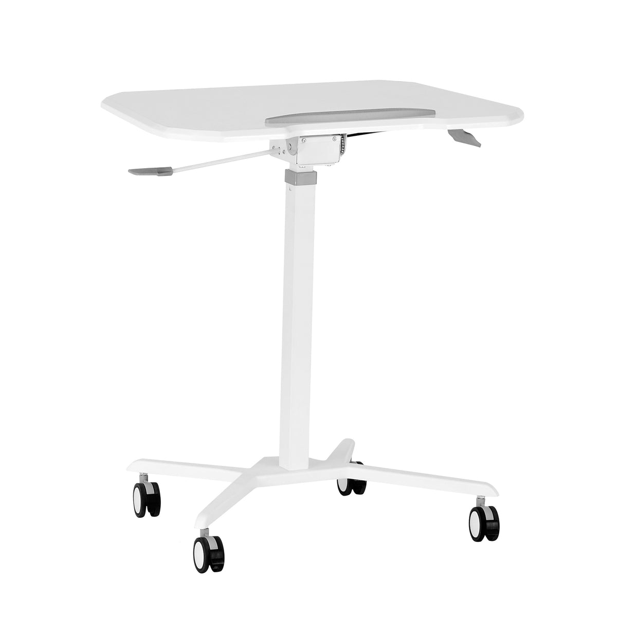 Techni Mobili White Sit to Stand Mobile Laptop Desk, Height Adjustable