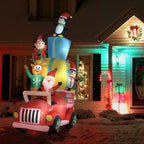 Outsunny 9ft Christmas Inflatable Santa Claus with Gift Car