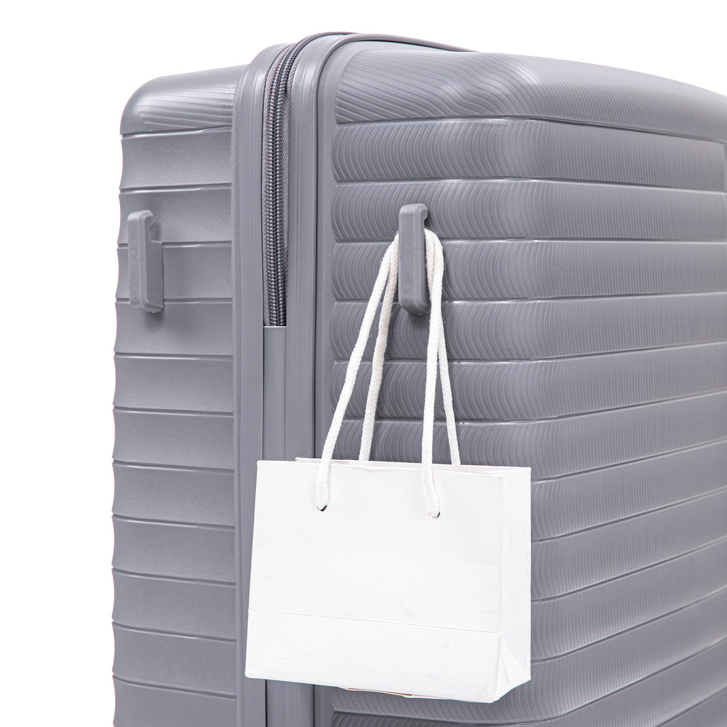 Light Gray 4-Piece Spinner Wheel Luggage Set with Cosmetic Case