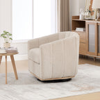 31.89" Wide Modern Chenille Cushioned Metal Base Swivel Chair