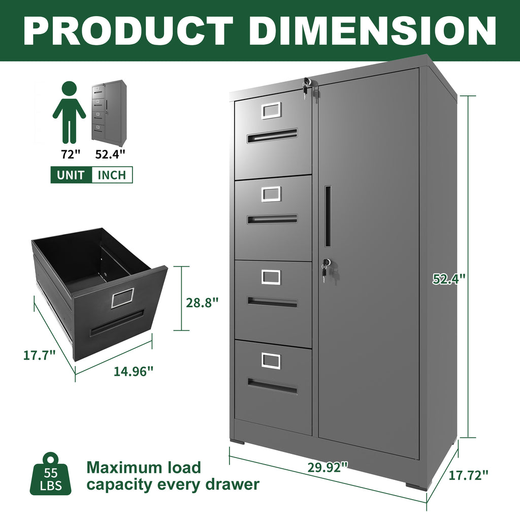 Metal Storage Vertical Filing Cabinet with Lock