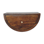 Solid Wood Chestnut Crescent Floating Nightstand, 1-Drawer