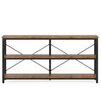 55” Industrial Console Table with Storage Shelves – Rustic