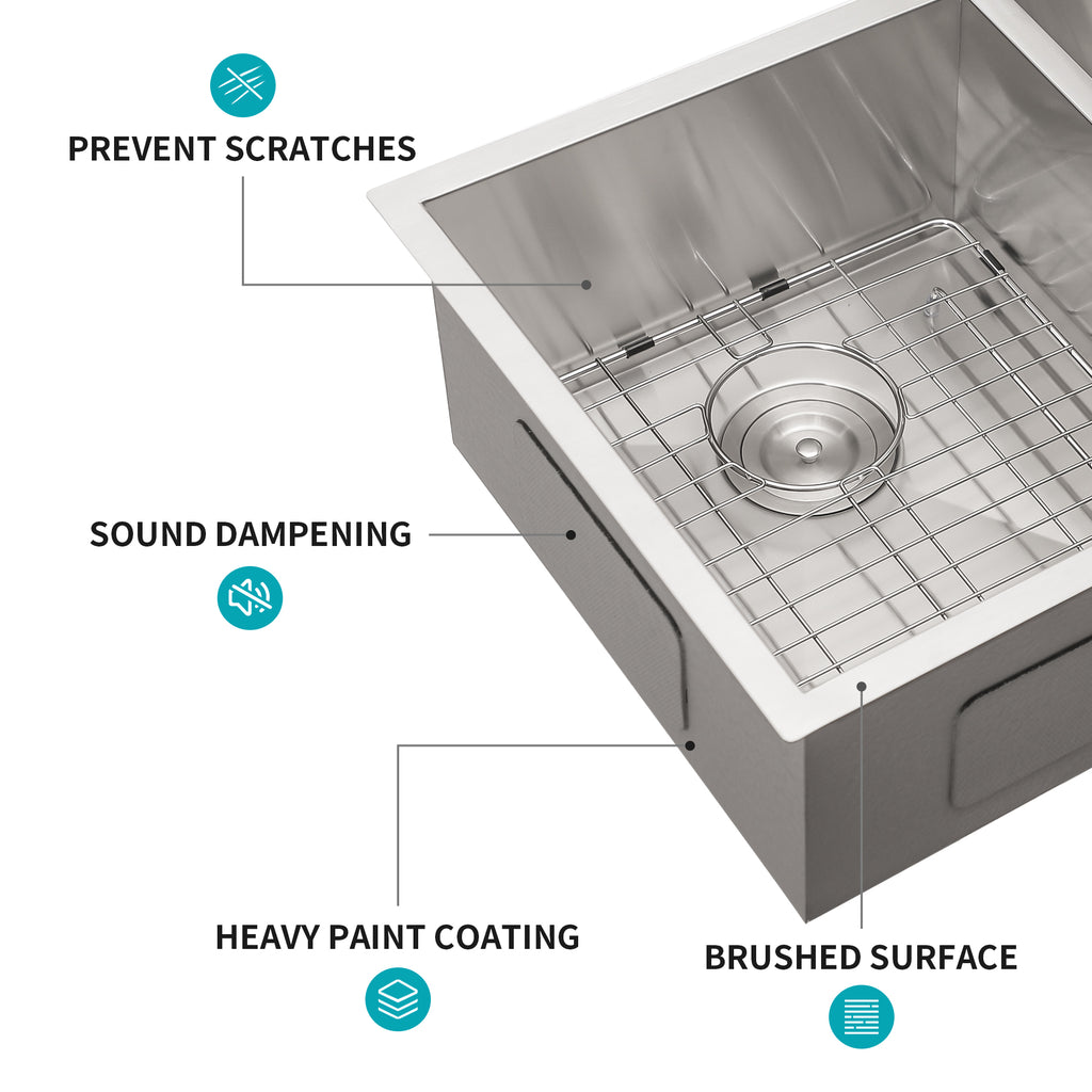 16 Gauge Stainless Steel Undermount Double Bowl Kitchen Sink