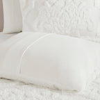 3 Piece Tufted Cotton Chenille Damask Comforter Set