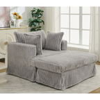 47.7" Oversized Corduroy Chaise Longue with Ottoman