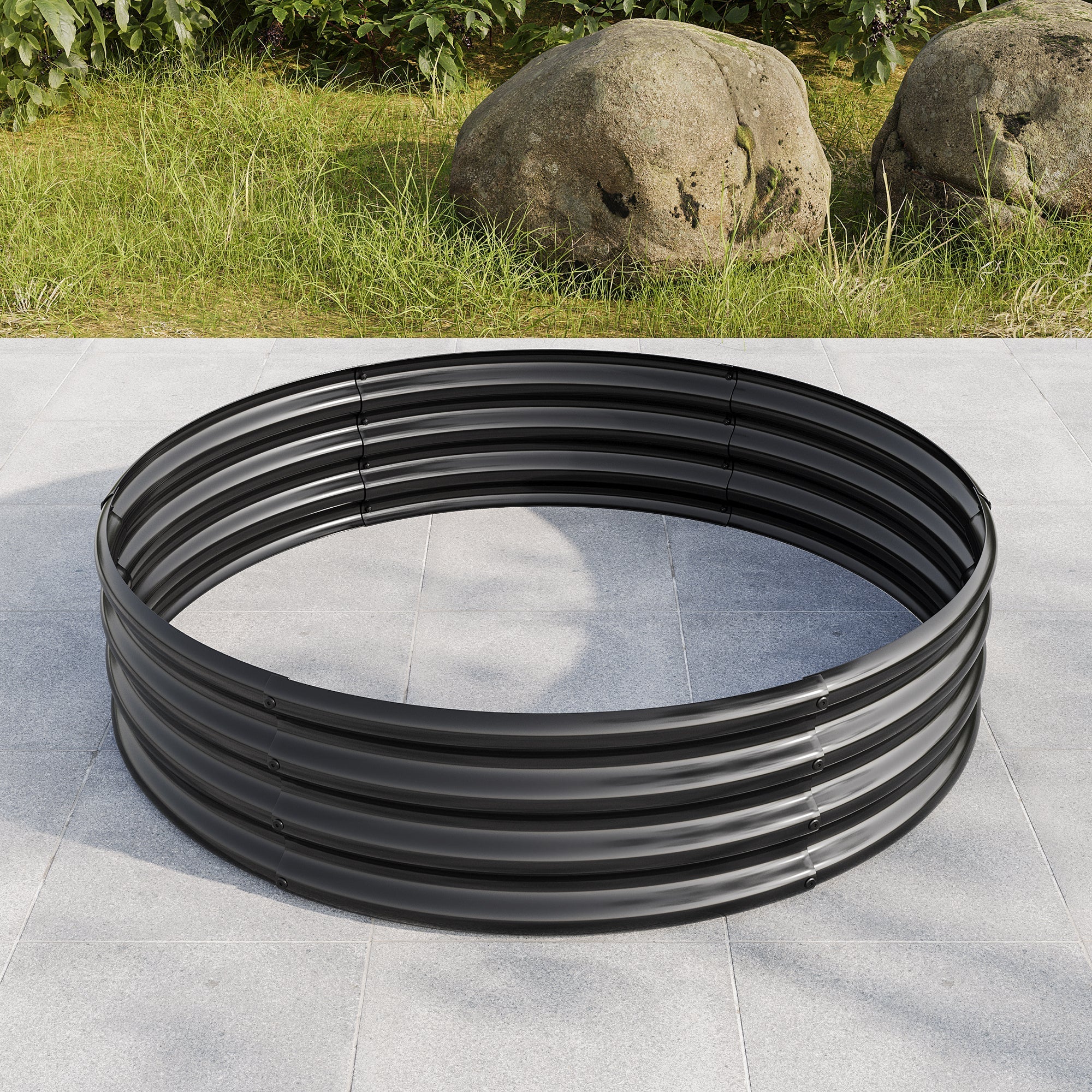 2PCS 47.24" Round Raised Garden Beds for Outdoor Gardening