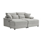 Double Chaise Lounge Set with Reversible Ottoman