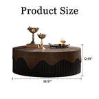 38.97" Round Handcrafted Relief Coffee Table