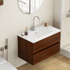 32-Inch Wall-Mounted Bathroom Vanity with Double Drawers