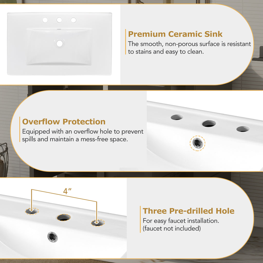 30" Modern Bathroom Vanity With Sink Combo Set