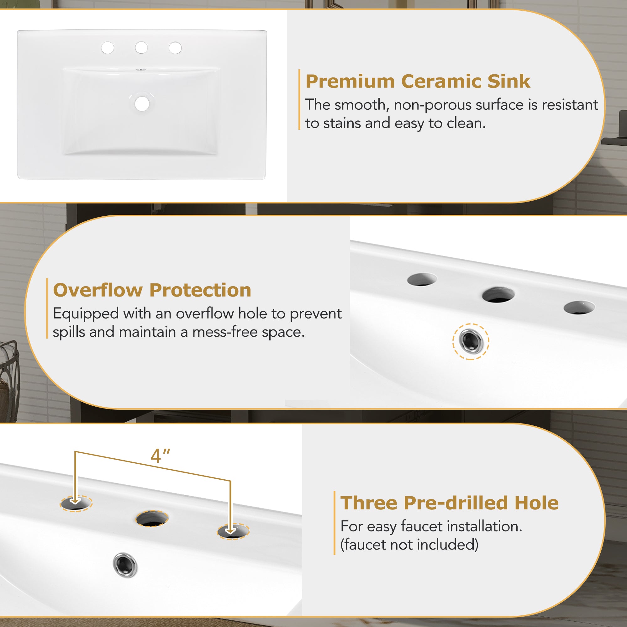 30" Modern Bathroom Vanity With Sink Combo Set