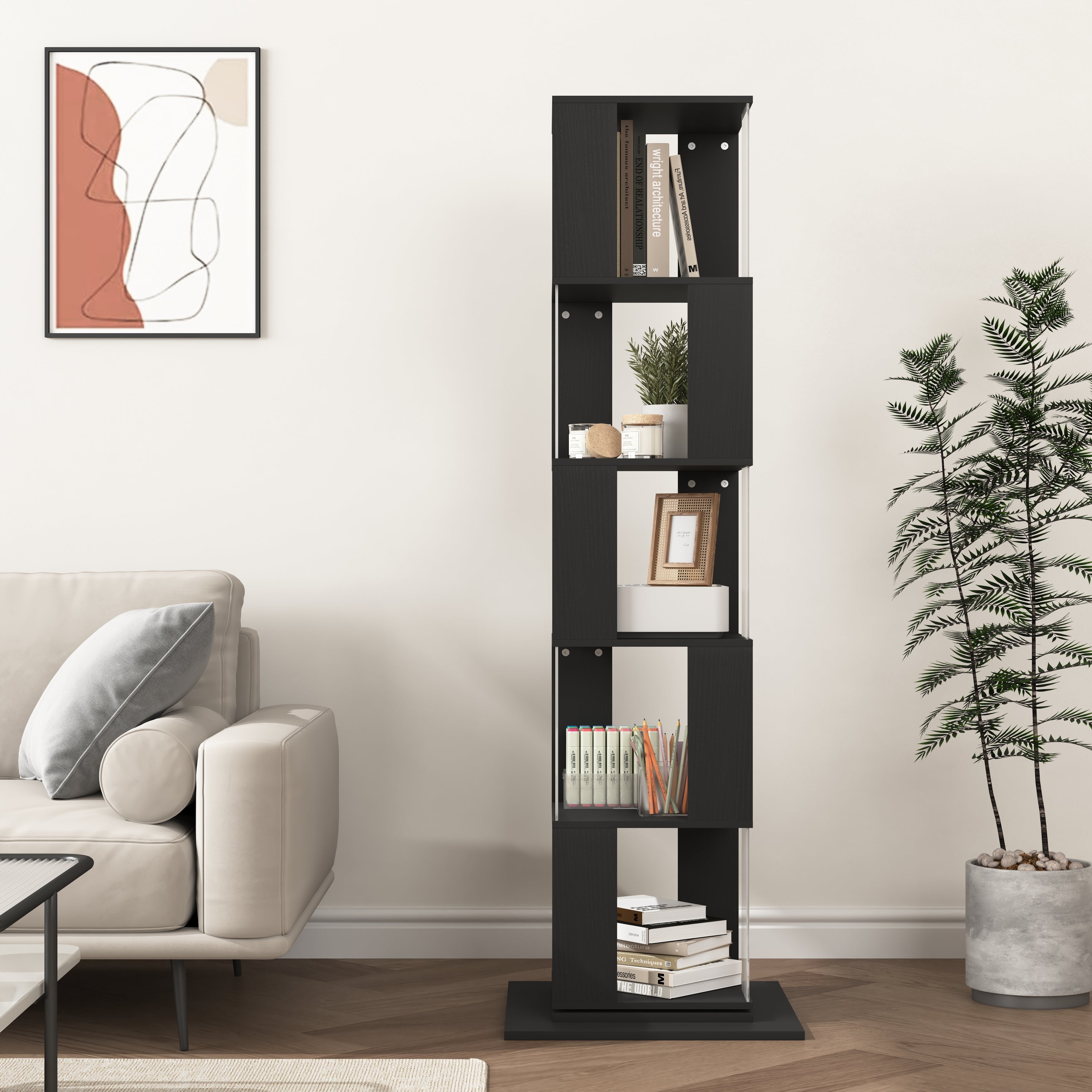360° Rotating Bookshelf with Acrylic Plate