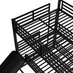 Queen Over Queen Over Queen Bunk Bed with Slide