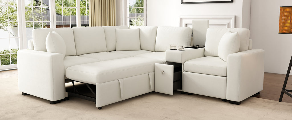 120.5" L-Shaped Convertible Sofa Bed