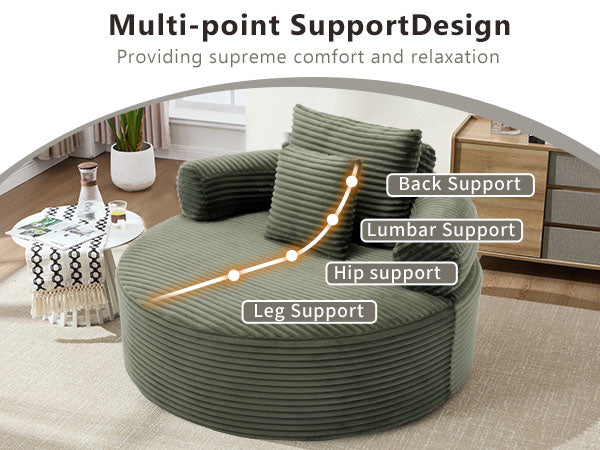 Round Sofa Bed with Memory Foam Sectional Couches