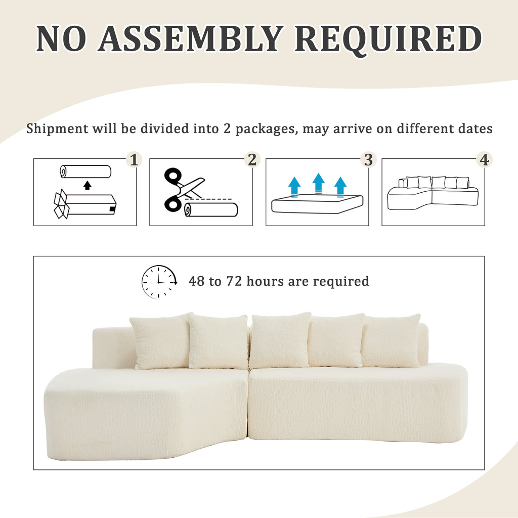 Compression Sectional Couch with Comfy Chaise