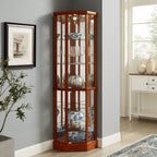 6 Shelf Lighted Corner Curio Cabinet